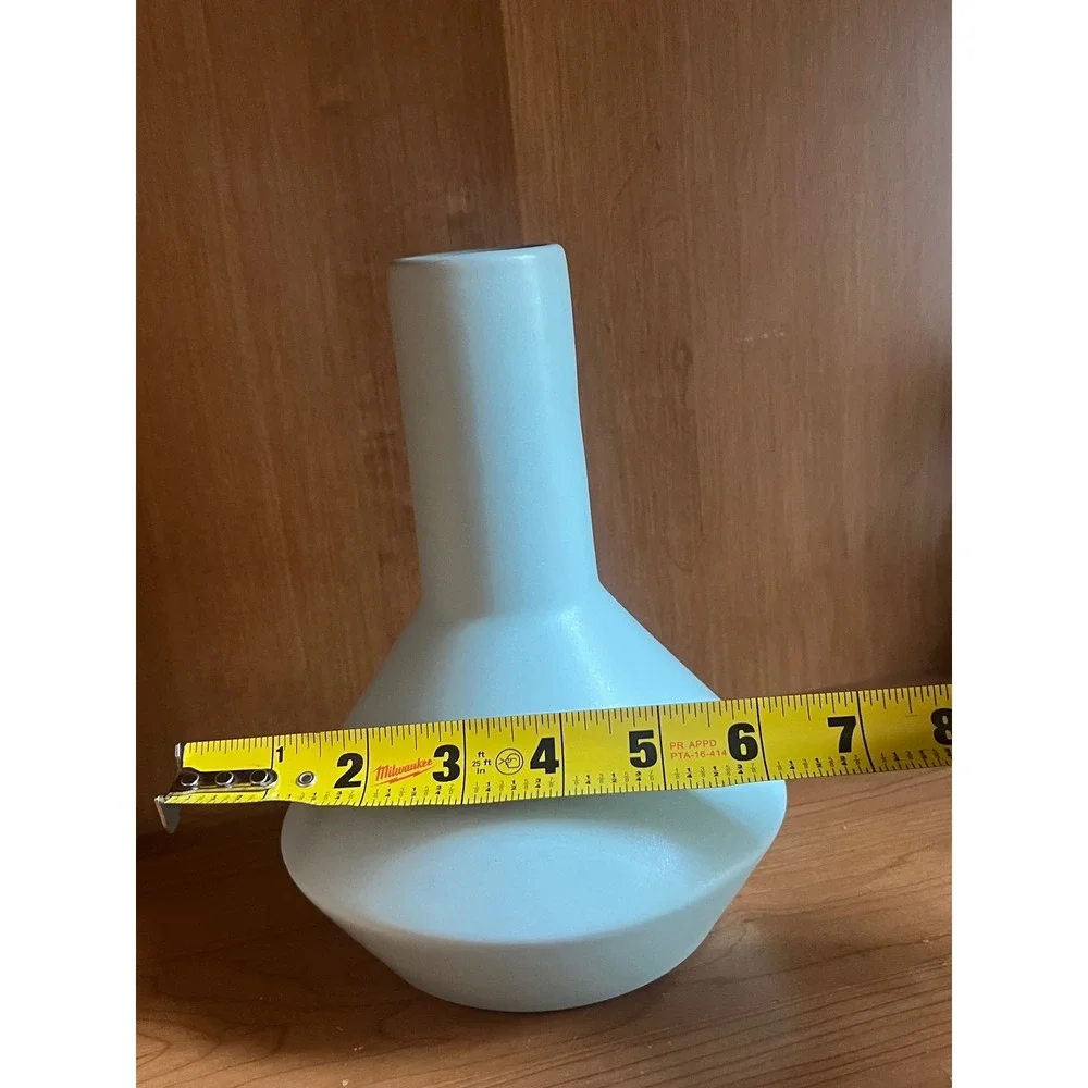 Modern Matte Light Blue Ceramic Bud Vase Geometric Minimalist Home Decor 7.5in